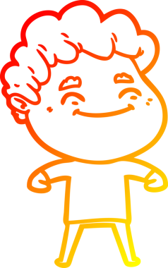 Bir insan tarafından çizilmiş, karikatür dostu bir adamın sıcak çizgi çizimi