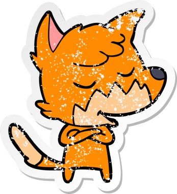 Bir insan tarafından çizilmiş dost canlısı bir tilkinin sıkıntılı çıkartması.