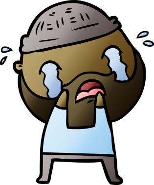 Çizgi film sakallı adam bir insan tarafından çizilmiş ağlıyor.