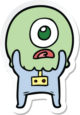 Bir insan tarafından çizilmiş uzaylı uzay adamının çizdiği Tepegöz 'ün çıkartması.