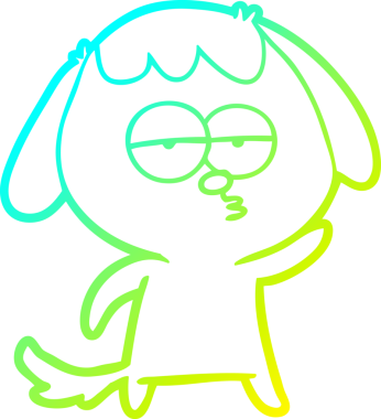 Bir insan tarafından çizilmiş ve sıkılmış bir köpeğin soğuk çizgi çizimi.