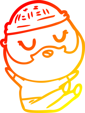 Bir insan tarafından çizilmiş sakallı bir çizgi film karakteri.