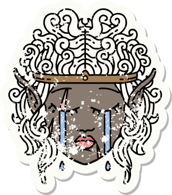 Retro Dövme Tarzı Ağlayan Elf Barbar karakter yüzü Bir insan tarafından çizilmiş