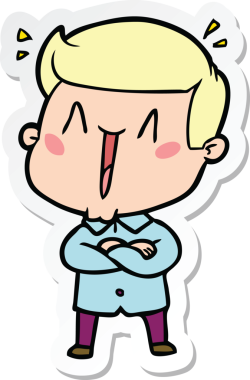 Bir insan tarafından çizilmiş heyecanlı bir adamın çıkartması.