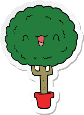 Bir insan tarafından çizilmiş mutlu bir ağacın çıkartması.