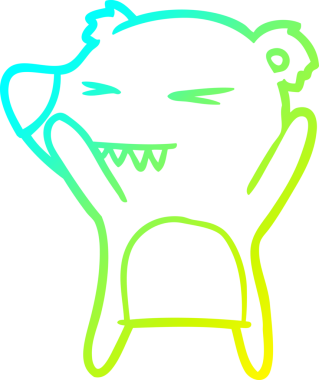 Bir insan tarafından çizilen kızgın ayı karikatürünün soğuk gradyan çizgisi