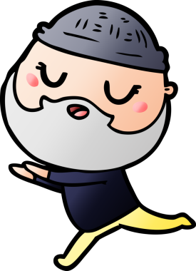 Bir insan tarafından çizilmiş sakallı bir çizgi film adamı.