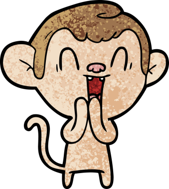 Bir insan tarafından çizilmiş gülen maymun çizgi filmi