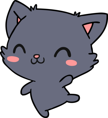 Bir insan tarafından çizilmiş sevimli kawai kedisinin çizgi film çizimi