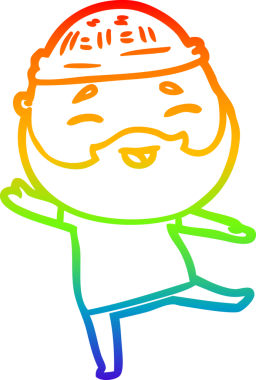 Bir insan tarafından çizilmiş mutlu sakallı bir adamın çizgi çizimi.