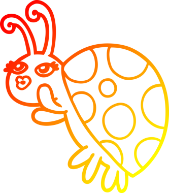 Bir insan tarafından çizilmiş bir uğur böceğinin sıcak çizgi çizimi