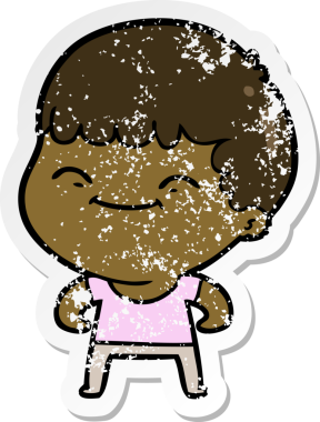 Bir insan tarafından çizilmiş mutlu bir çocuğun sıkıntılı çıkartması.