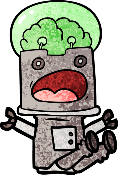 Bir insan tarafından çizilmiş çizgi film robotu