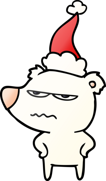 Kızgın ayı kutup eli, bir insan tarafından çizilmiş Noel Baba şapkasının gradyan çizimi.