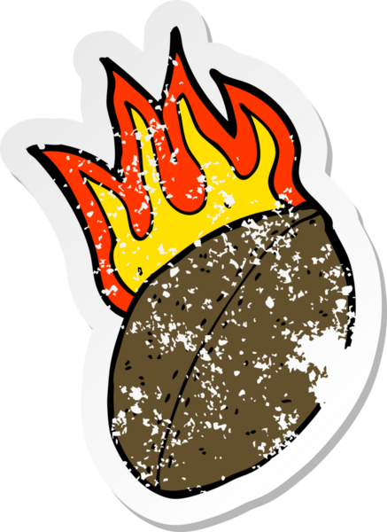 Bir insan tarafından çizilmiş yanan futbol çizgi filminin gerilimli yapıştırması.