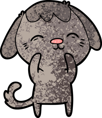 Bir insan tarafından çizilmiş mutlu çizgi film köpeği.