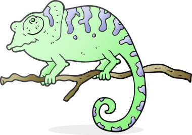 Bir insan tarafından çizilmiş karikatür bukalemunu.