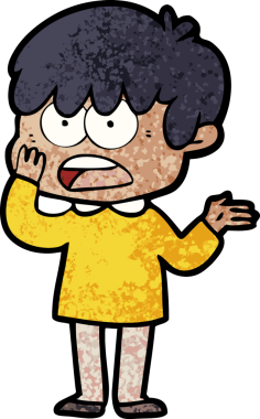 Bir insan tarafından çizilmiş endişeli çizgi film çocuğu.