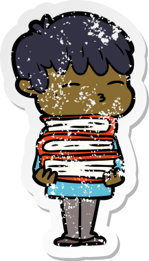 Bir insan tarafından çizilmiş, sıkıntılı bir çizgi film çıkartması.