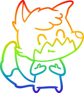 Gökkuşağı gradyan çizgi çizimi bir insan tarafından çizilmiş, dost bir tilki.