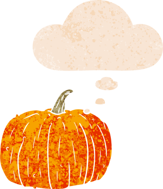 Düşünce balkabağı ve grunge dertli retro dokuma tarzı bir insan tarafından çizilmiş