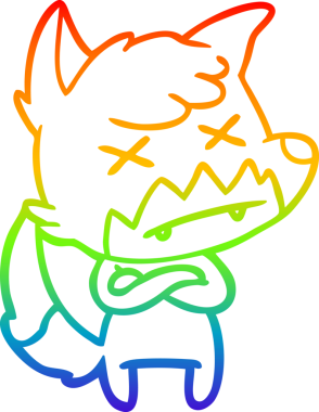 Gökkuşağı gradyan çizgi çizimi Bir insan tarafından çizilmiş ölü tilki