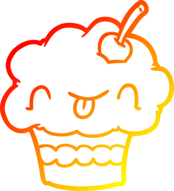 Bir insan tarafından çizilmiş komik bir kekin sıcak gradyan çizgisi