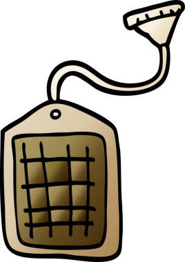 Bir insan tarafından çizilmiş çizgili çay poşeti.