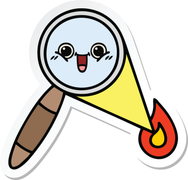 Bir insan tarafından çizilmiş şirin bir çizgi film büyütecinin çıkartması.