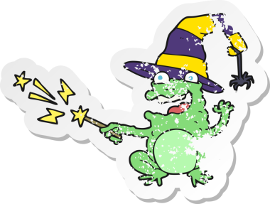 Bir insan tarafından çizilmiş karikatür karakurbağasının gerilemiş yapıştırması.