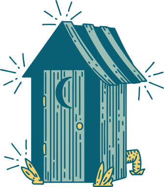 Bir insan tarafından çizilmiş geleneksel dövmeli açık hava tuvaletinin çizimi