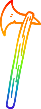 Gökkuşağı gradyan çizgi çizimi Bir insan tarafından çizilmiş altın büyük balta