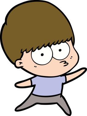 Bir insan tarafından çizilmiş sinirli çizgi film çocuğu.