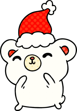 Bir insan tarafından çizilmiş Kawaii kutup ayısının el çizimi karikatürü.