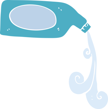 Bir insan tarafından çizilen temizlik ürününün düz renk çizimi