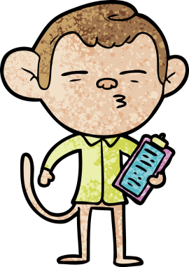 Bir insan tarafından çizilmiş bir ofis maymunu.