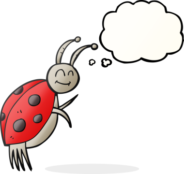 Bir insan tarafından çizilmiş serbest çizim baloncuk uğur böceği.