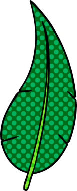 Bir insan tarafından çizilmiş yeşil, uzun bir yaprağın karalaması.