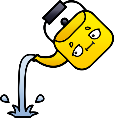 Bir insan tarafından çizilmiş gölgelenmiş çaydanlık karikatürü.