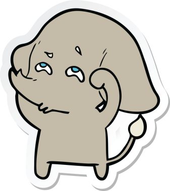 Bir insan tarafından çizilmiş karikatür filinin çıkartması.