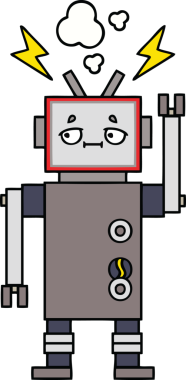 Bir insan tarafından çizilmiş sevimli bir robot karikatürü.