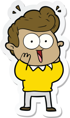 Bir insan tarafından çizilmiş heyecanlı bir adamın çıkartması.