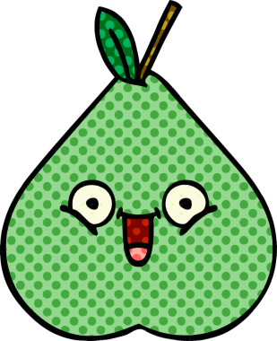 bir insan tarafından çizilmiş yeşil bir armut çizgi romanı