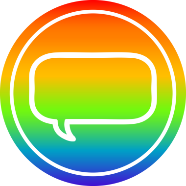 bir insan tarafından çizilmiş gökkuşağı gradyanı olan konuşma kabarcığı dairesel simgesi