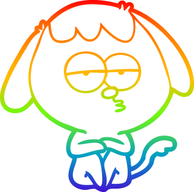 gökkuşağı gradyan çizgi çizimi bir insan tarafından çizilmiş sıkılmış bir köpek