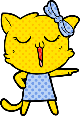 Bir insan tarafından çizilmiş çizgi film kedisi.