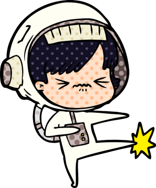 Bir insan tarafından çizilmiş astronot kadın.