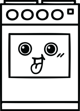 Bir insan tarafından çizilmiş bir mutfak fırınının çizgi çizimi