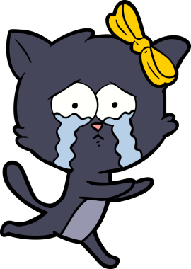 Bir insan tarafından çizilmiş çizgi film kedisi.