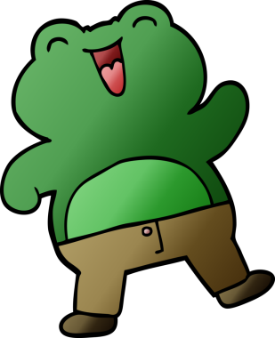 Bir insan tarafından çizilmiş komik karikatür kurbağası.